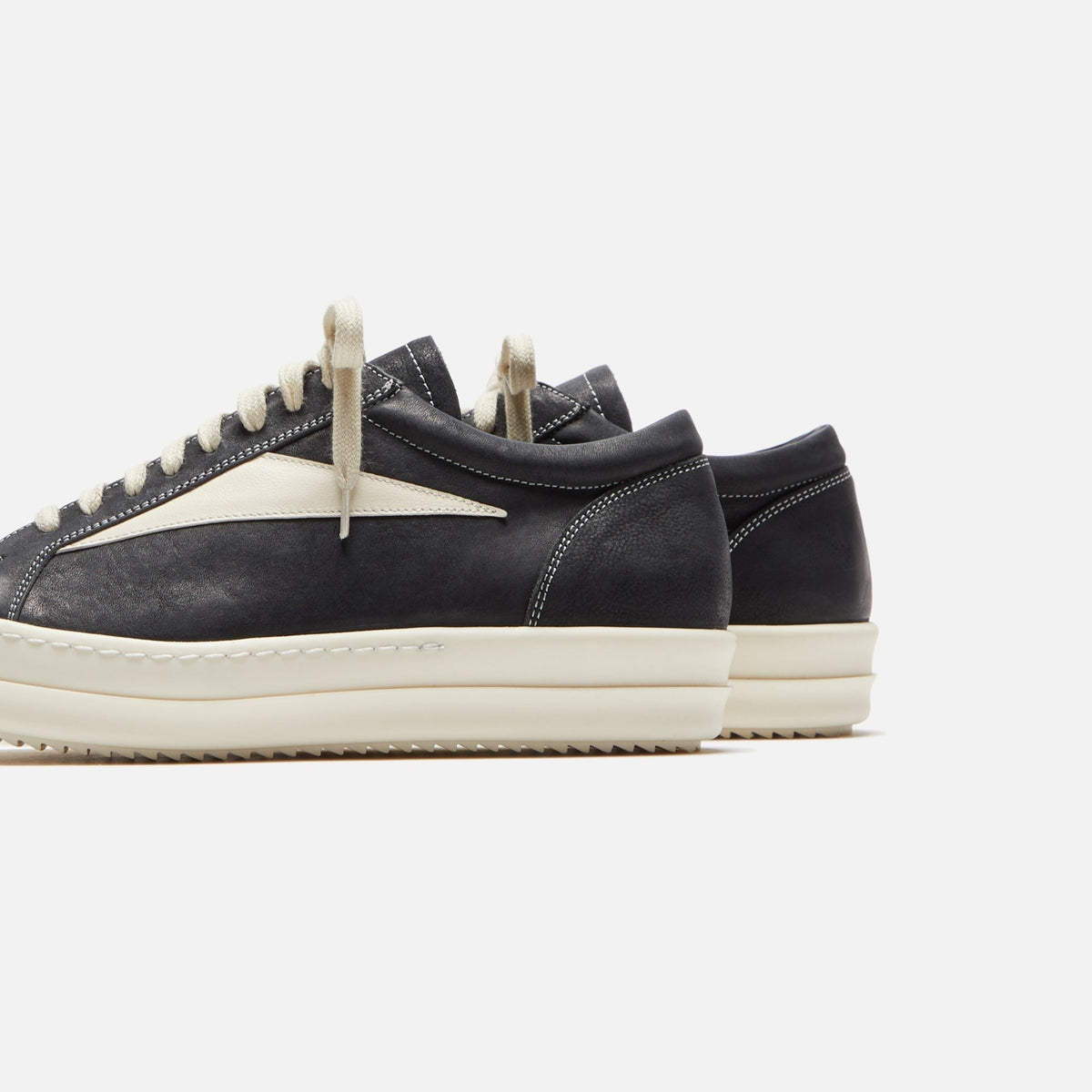 Rick Owens Scarpe Pelle Vintage Sneakers - Black / Milk / Milk
