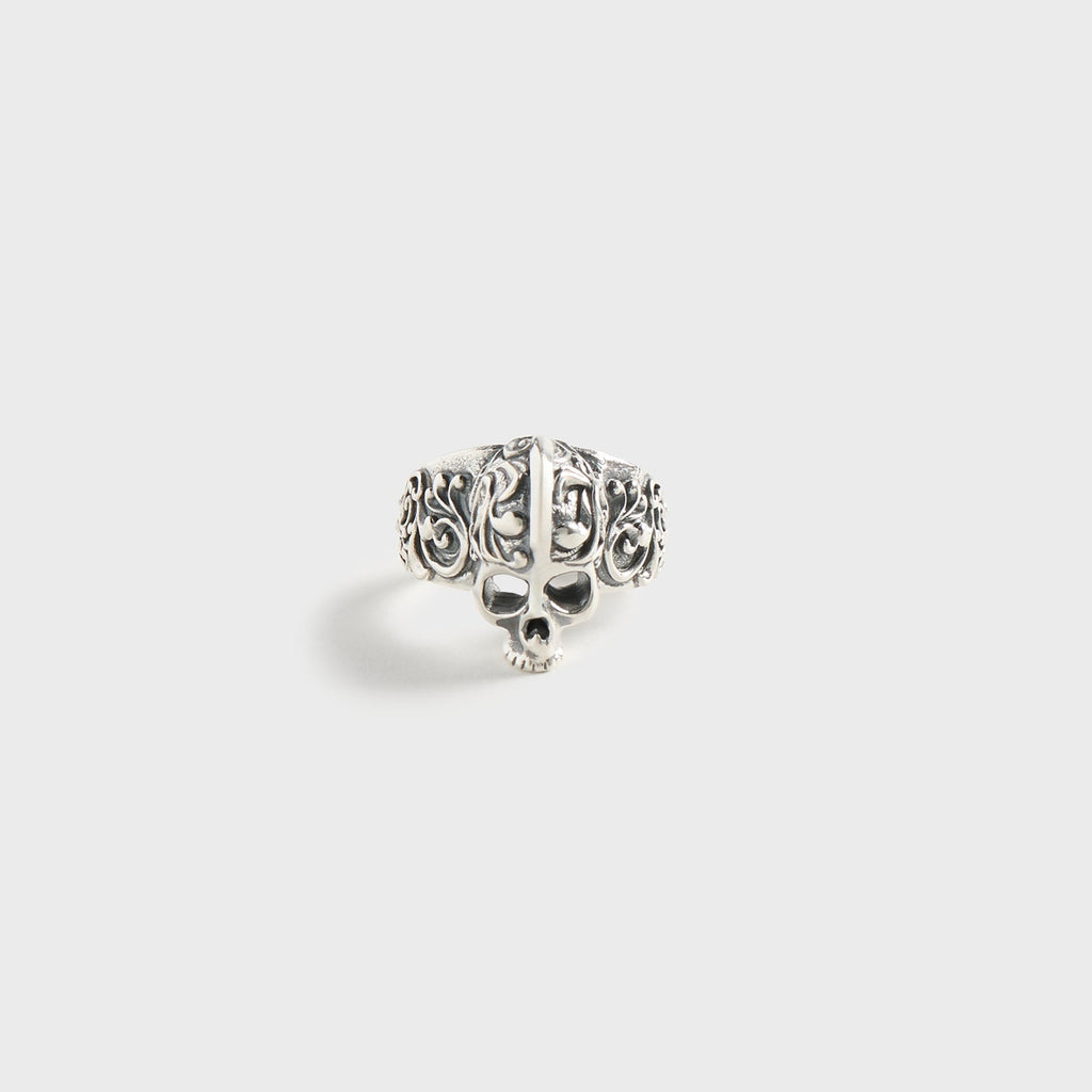 Emanuele Bicocchi Flourish Skull Ring Large - Silver