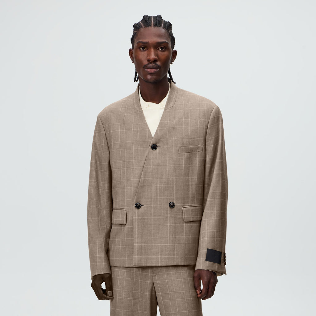 Giorgio Armani &Kin Single Breasted Collarless Jacket - Dark Ash