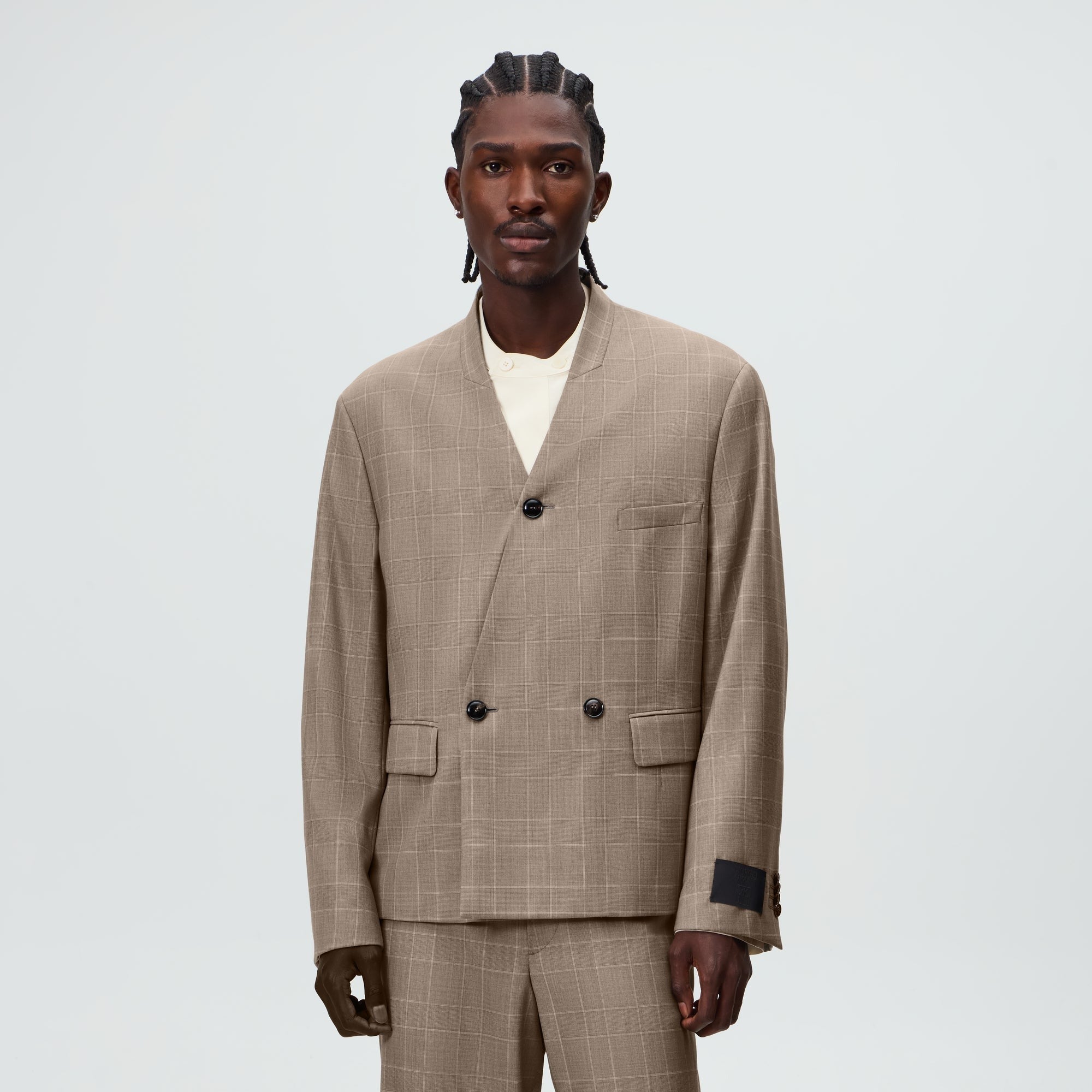 Giorgio Armani &Kin Single Breasted Collarless Jacket - Dark Ash