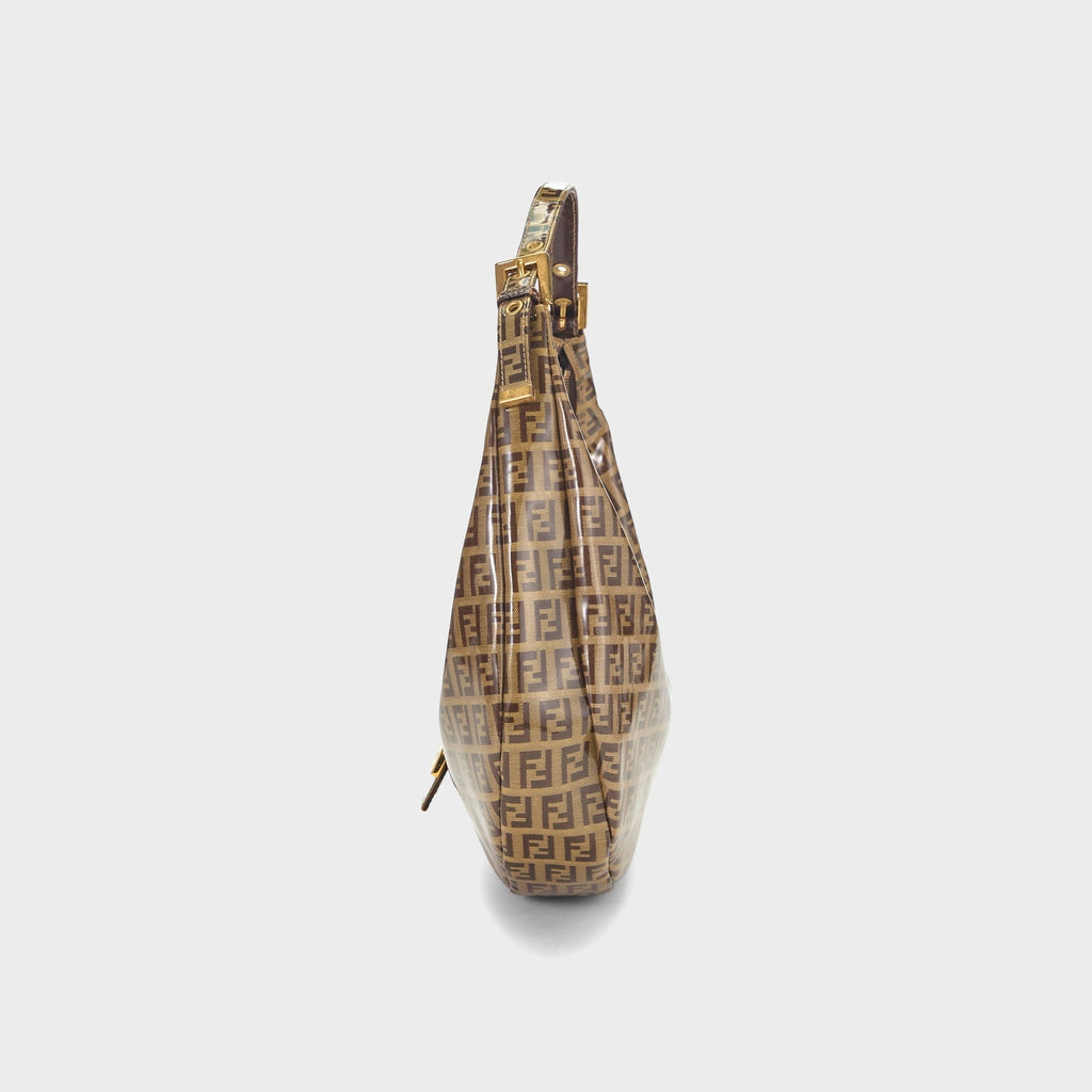 WGACA Fendi Brown Vinyl Crescent Moon Hobo Small Bag - Brown