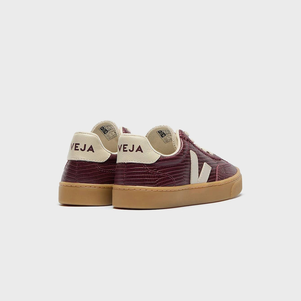 Veja Kids Volley Elastic Laces Leather - Amarante Pierre Natural