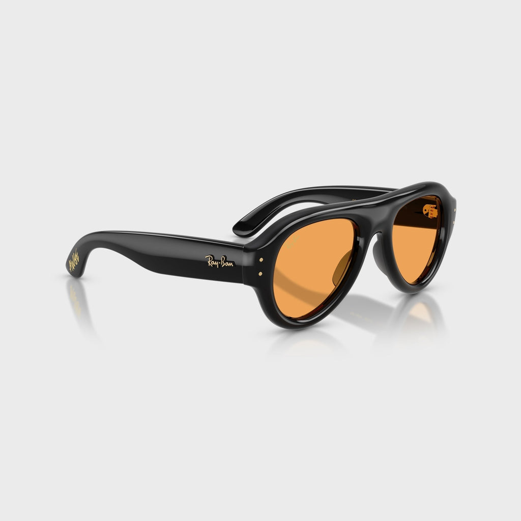 Ray-Ban x A$AP Rocky Aviator Puffer Sunglasses - Black Frame / Orange Lens