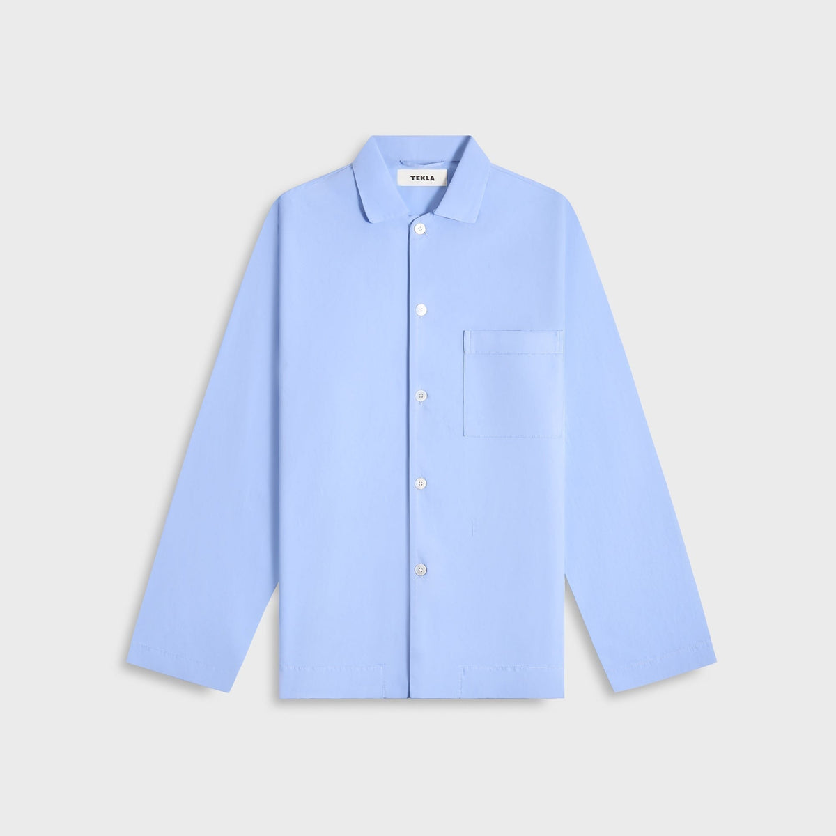 Tekla Poplin Long Sleeve Pyjama Shirt - Solid Cornflower