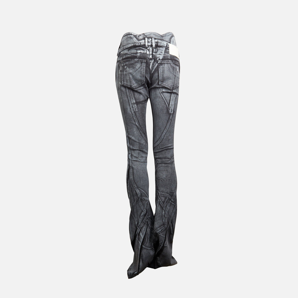 Ottolinger Big Waistband Drape Denim - Black / White Paint