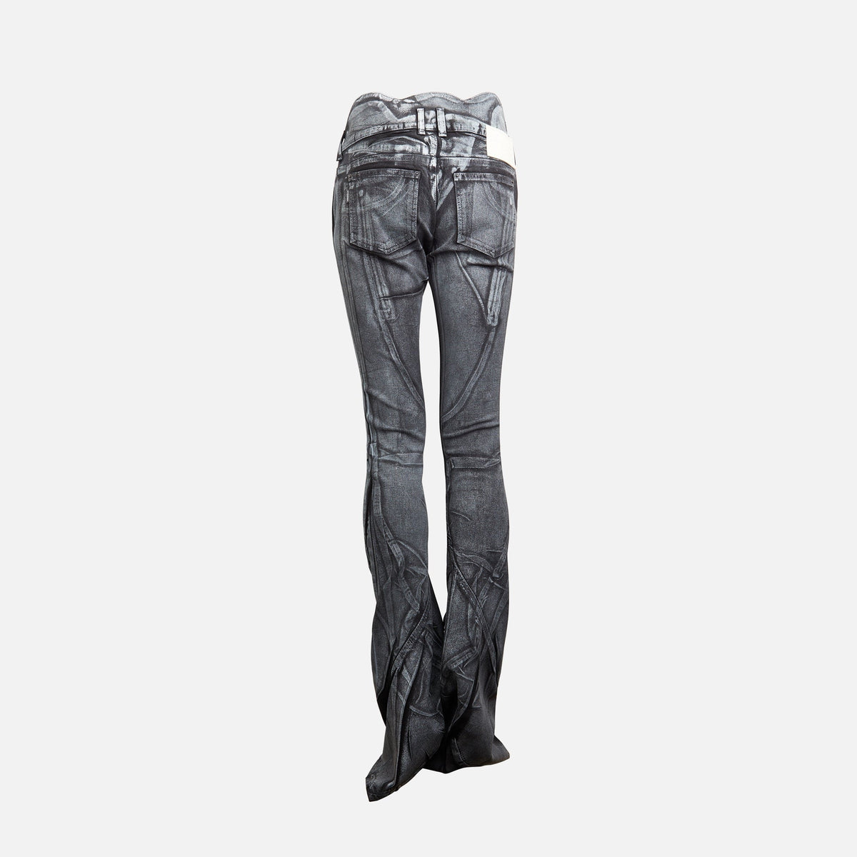Ottolinger Big Waistband Drape Denim - Black / White Paint