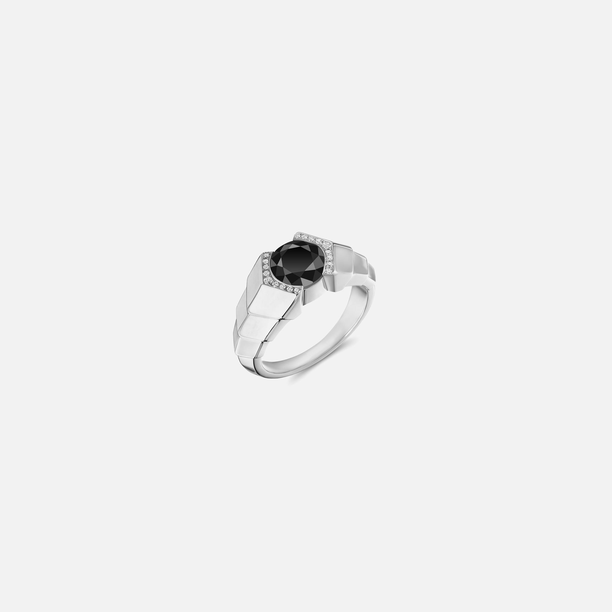 VL Cepher Arris Ring in Sterling Silver with Black Diamond and Diamond - Silver / Black
