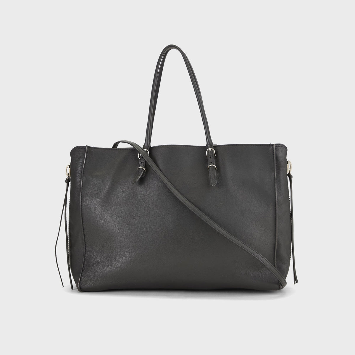 WGACA Balenciaga Calfskin Papier B4 Zip Around Tote Bag - Grey