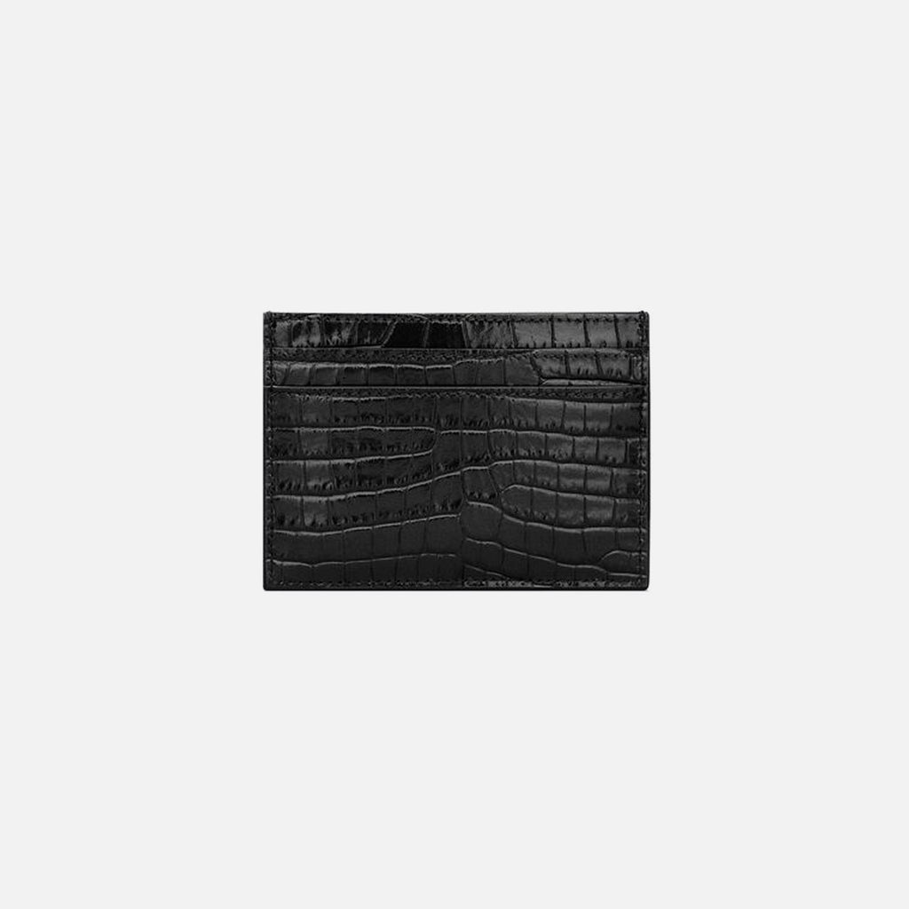 Saint Laurent YSL (172Y) Croc Print Card Holder - Nero