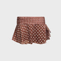 GUIZIO Crinkled Dot Chiffon Slit Mini Skirt - Espresso