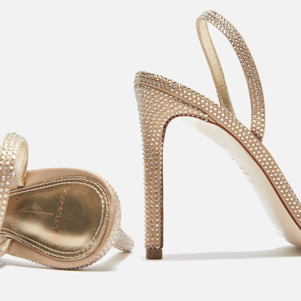 Black Suede Studio Luciana - Gold Satin / Matching Stones