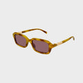 Gucci Rectangular Frame Sunglasses - Havana / Red