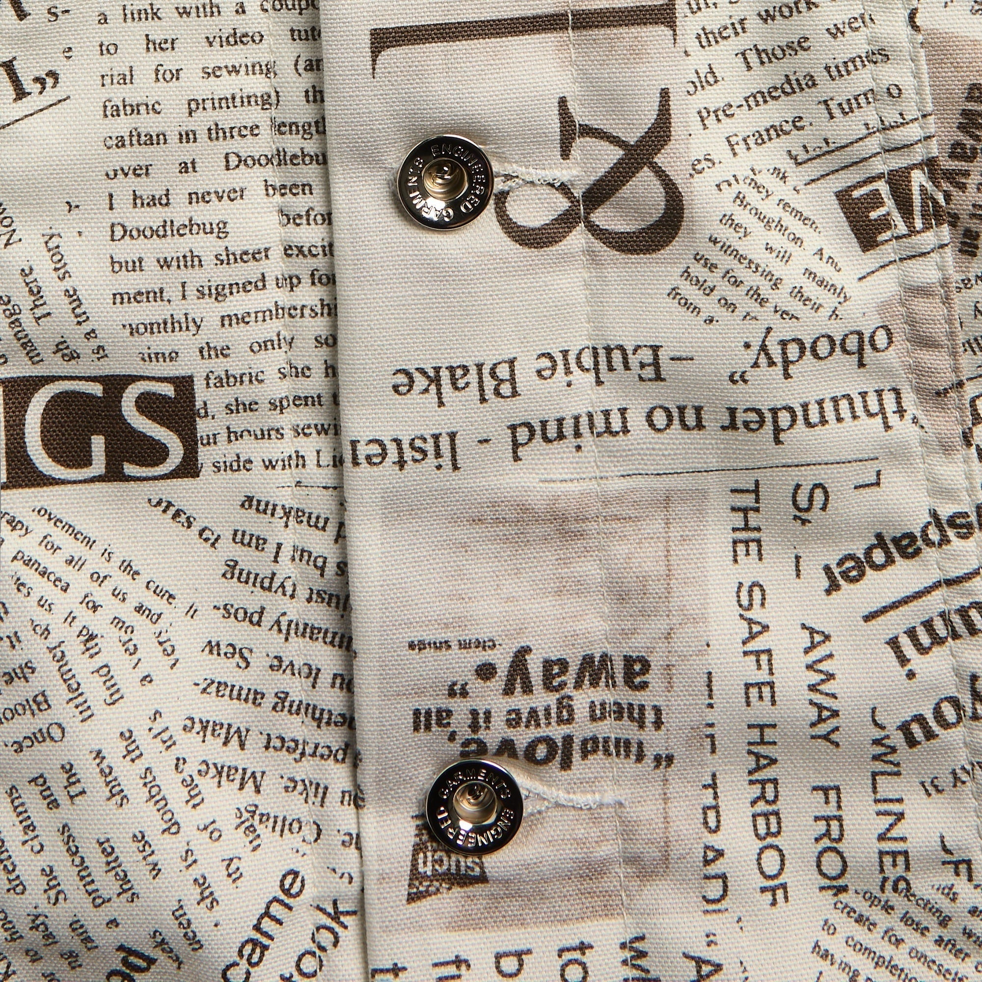 Engineered Garments Newspaper Print Canvas Type 5 Jean Jacket - White