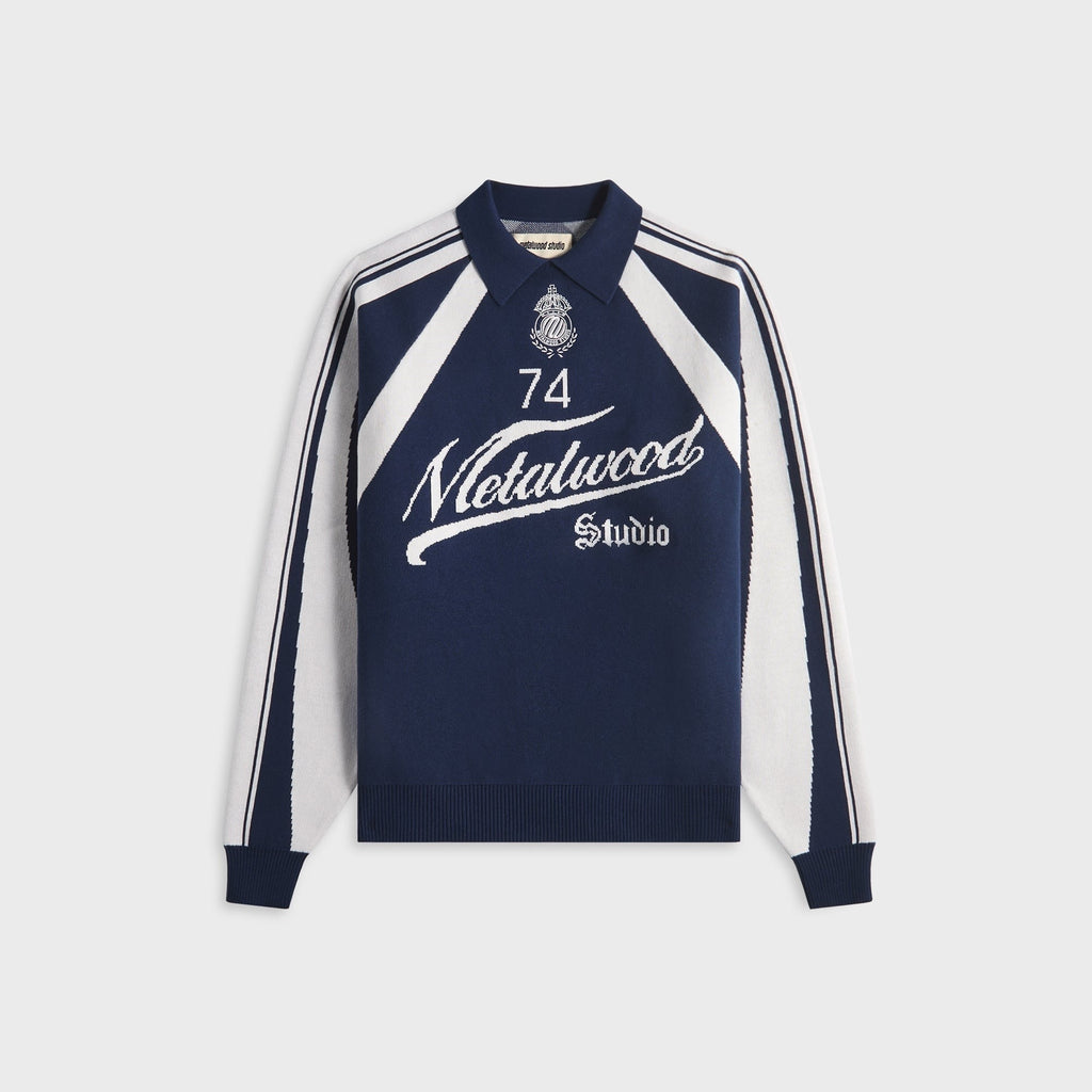 Metalwood Knit Football Top - Navy