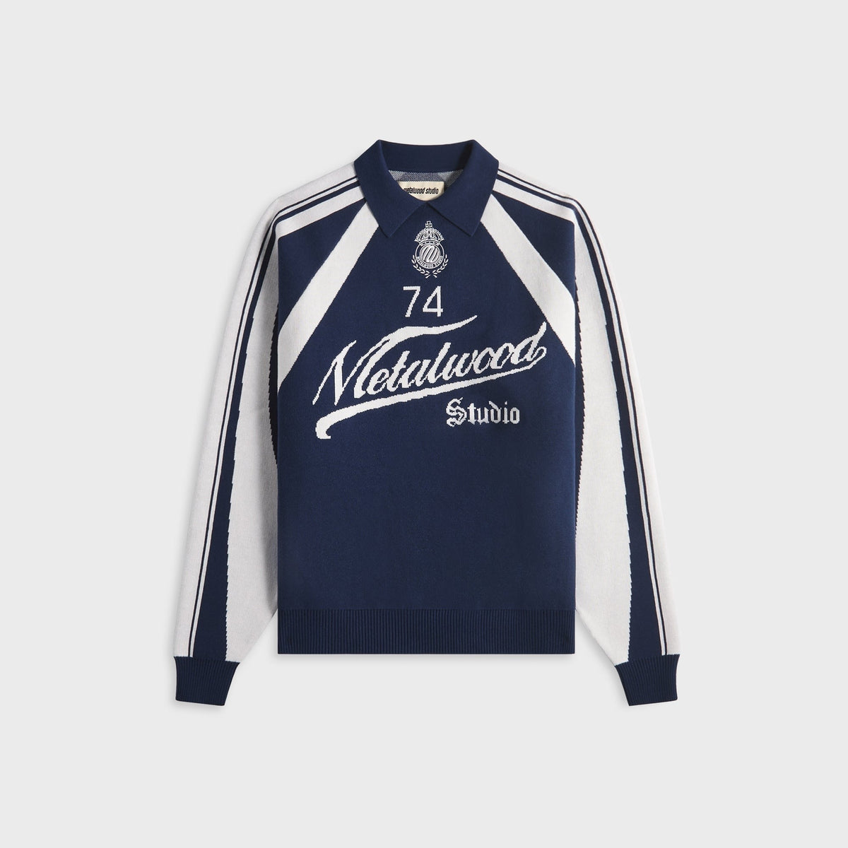 Metalwood Knit Football Top - Navy