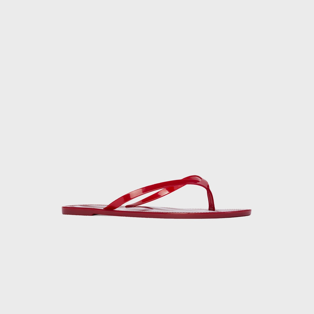 Black Suede Studio Crystal Sandal - Red Stripe / Red PVC