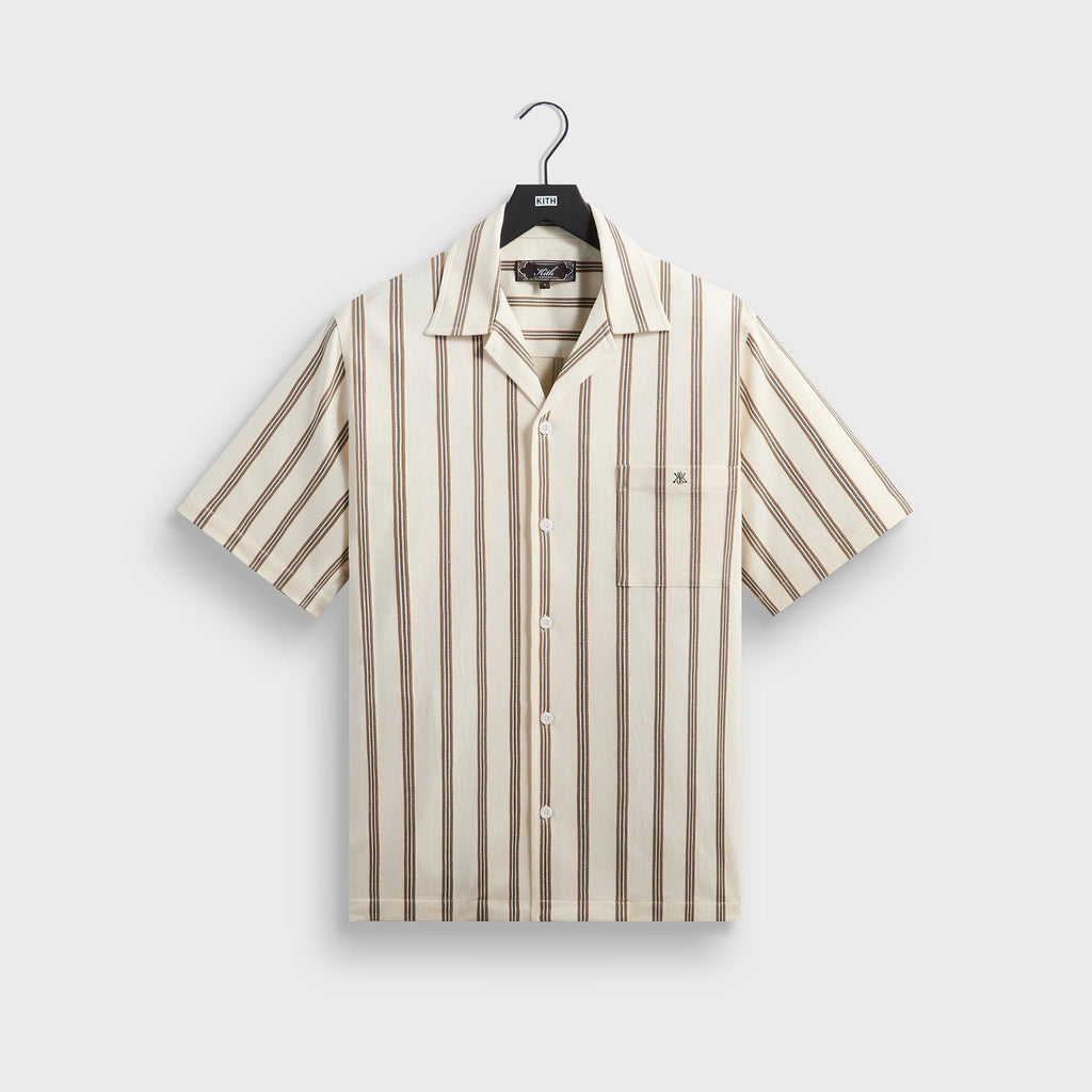 Kith Textured Stripe Thompson Camp Collar Shirt - Sandalwood