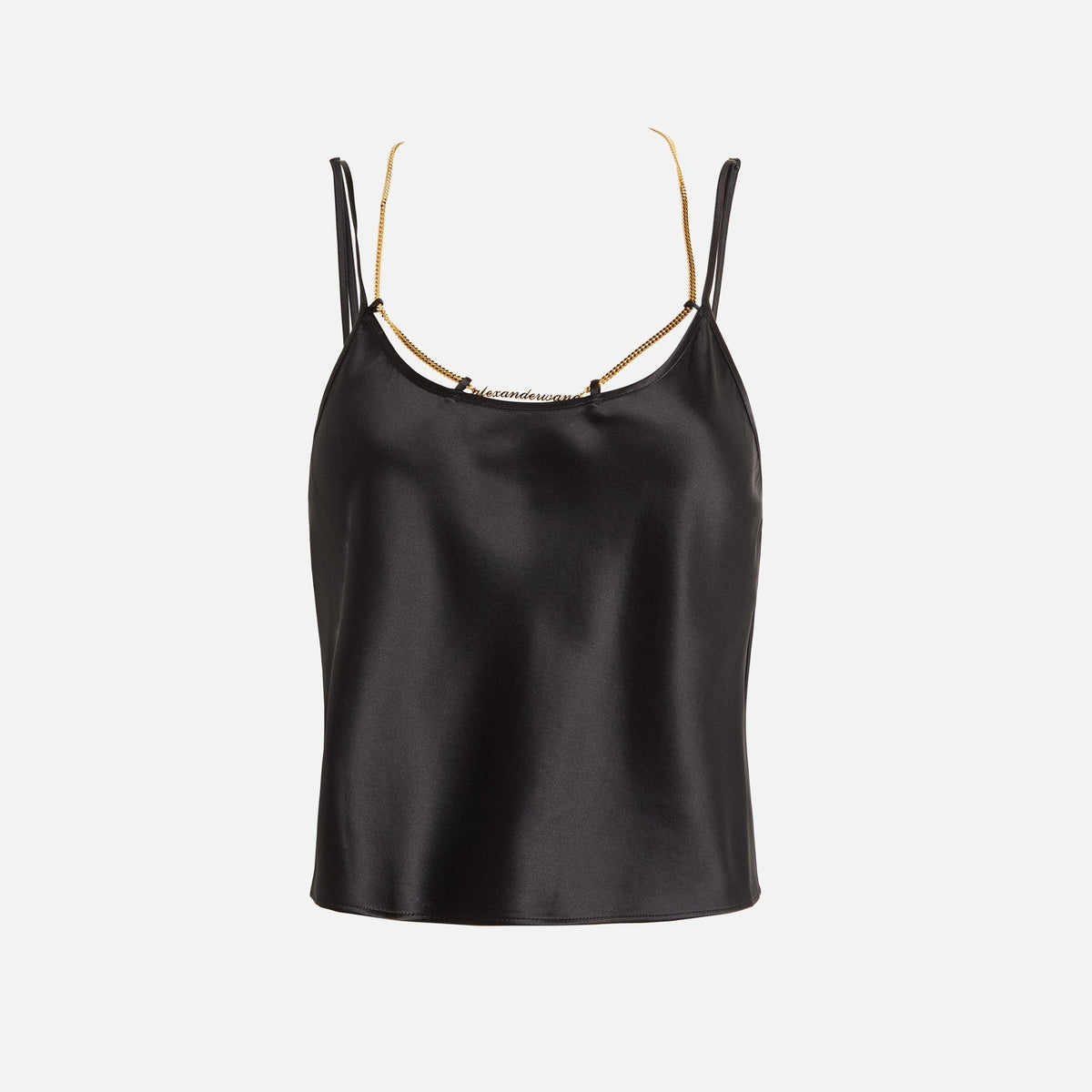 Alexander Wang Cami Slip Top with Gold Nameplate - Black