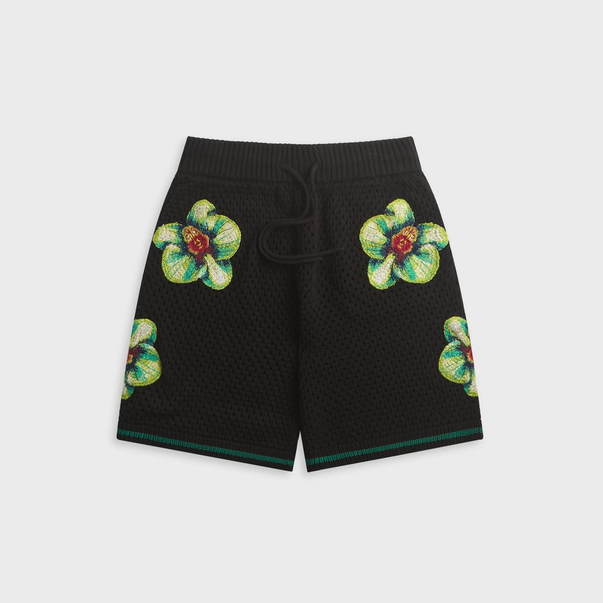 Casablanca Glitch Orchid Embroidered Crochet Short - Black