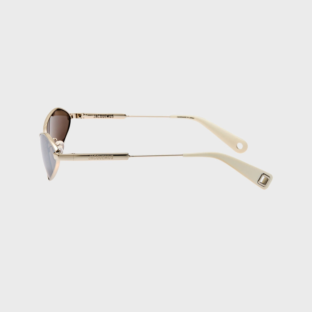 Jacquemus Bambino Angular Metal Sunglasses - Metal Silver / Matt White / Silver