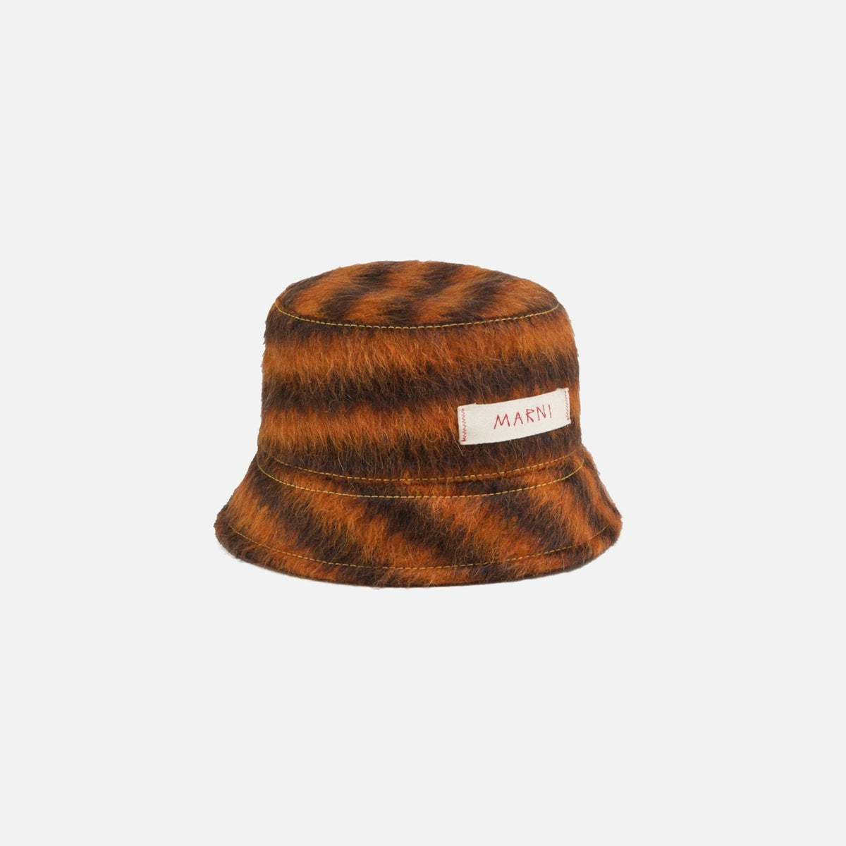 Marni Bucket Hat with Logo Label - Stripe Carrot