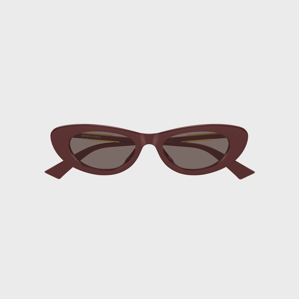 Bottega Veneta Snap Oval Sunglasses - Burgundy / Brown
