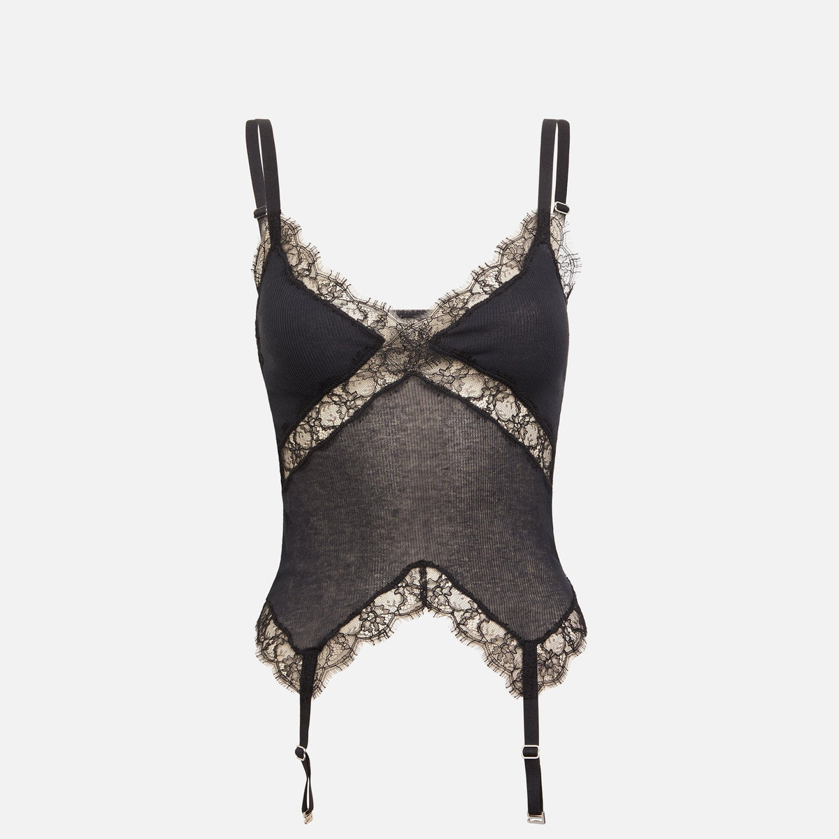 Dion Lee Lace Rib Garter Tank - Black