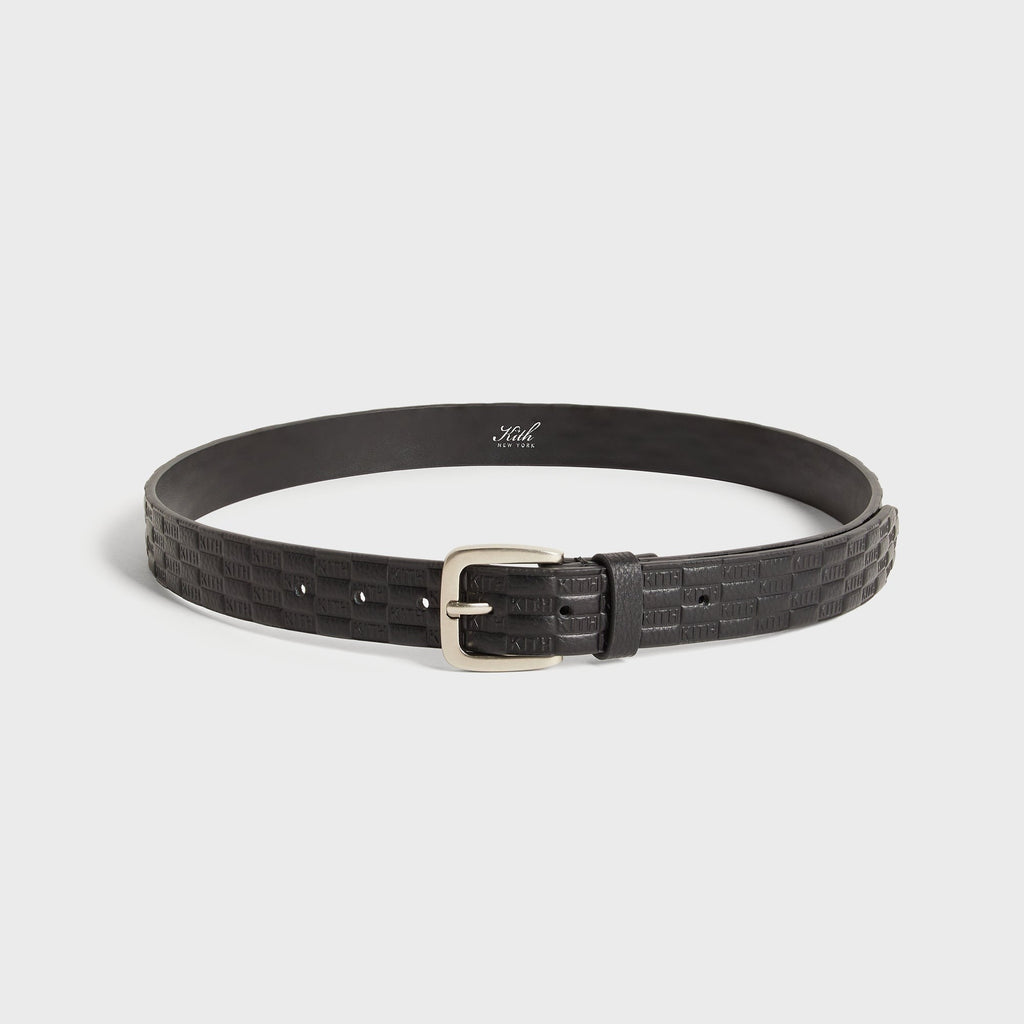 Kith Monogram Tumbled Leather Belt - Black