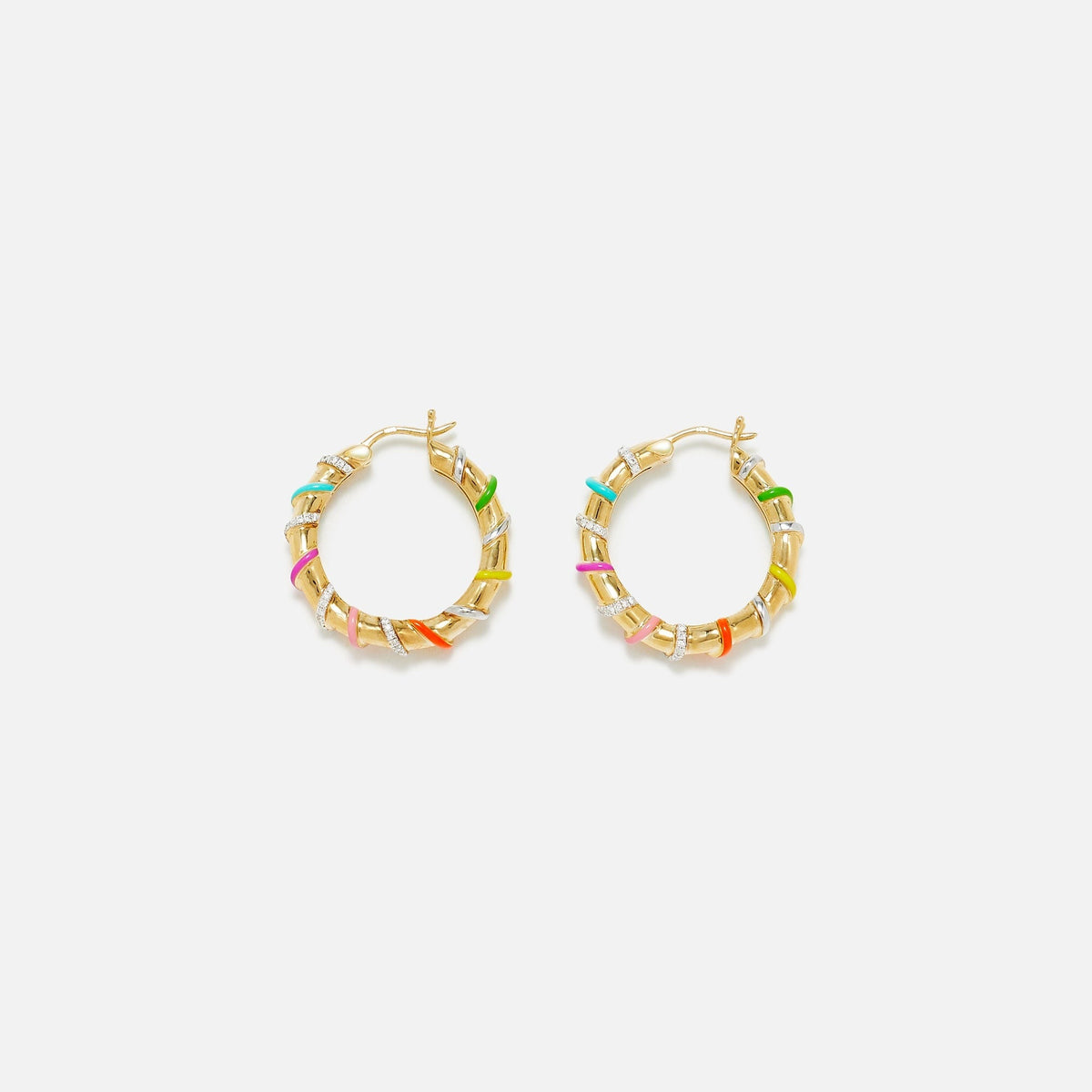 Yvonne Leon Paire De Creoles Twistees Rainbow Hoop Earrings - Multi