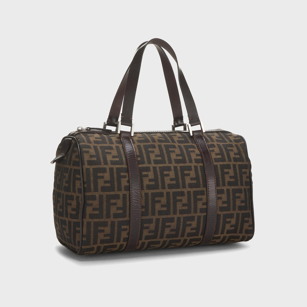 WGACA Fendi Tobacco Zucca Canvas Boston Bag - Brown