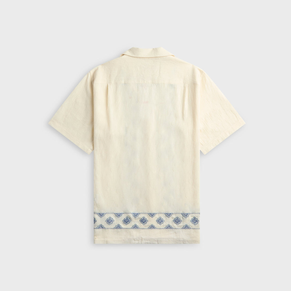 Orlebar Brown Maitan Relaxed Fit Carnival Embroidery Shirt - White Sand / Nightfall Blue