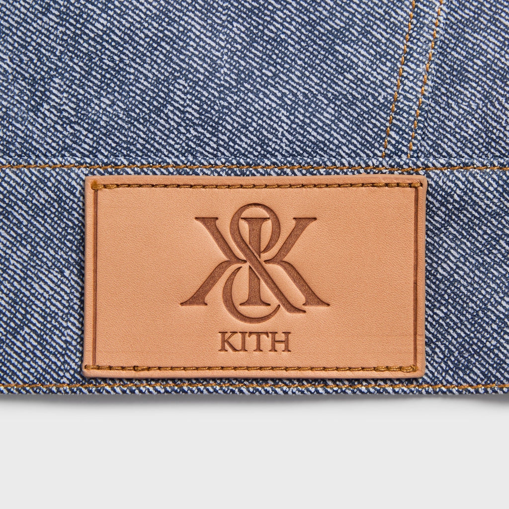 Kith Leather Denim Dario Trucker Jacket - Mid Indigo