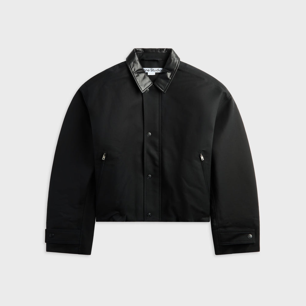 Acne Studios Bomber With Leather Collar - Black