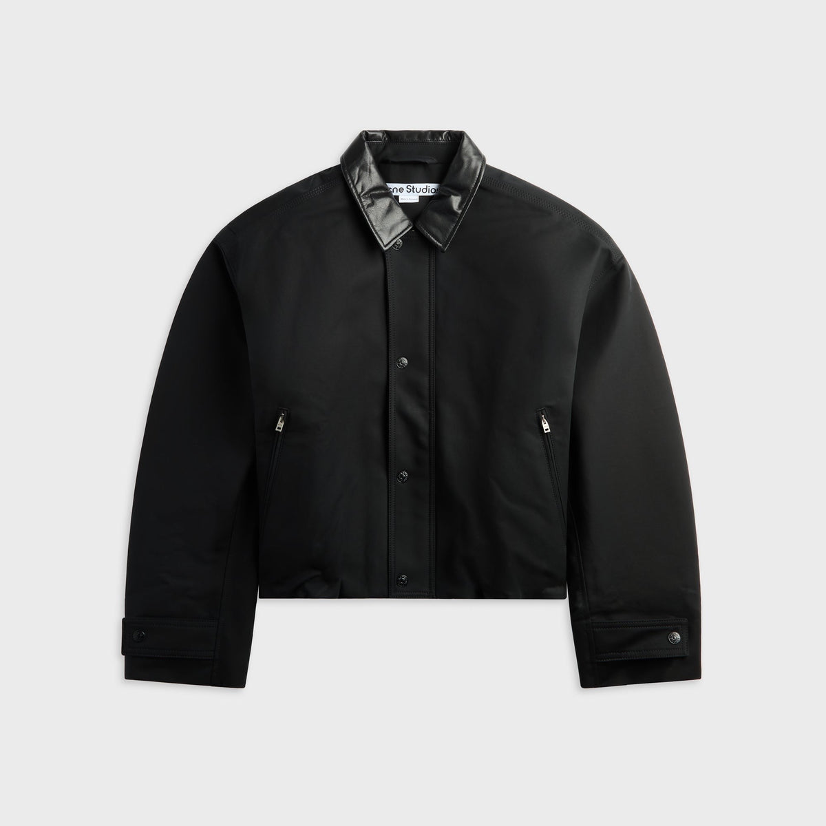 Acne Studios Bomber With Leather Collar - Black