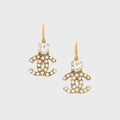 WGACA Chanel Crystal CC Earrings - Gold