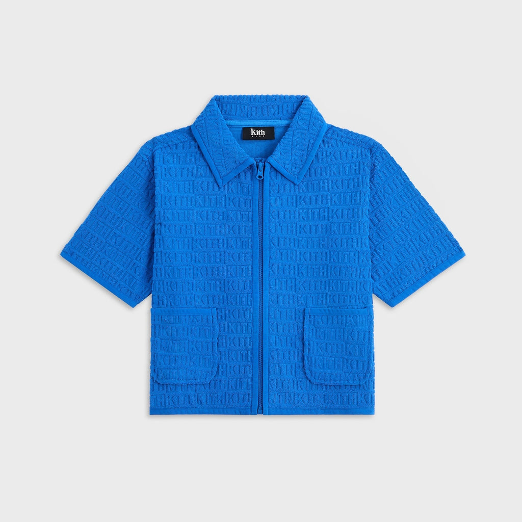 Kith Kids Textured Monogram Zip Front Camp Shirt - Greek