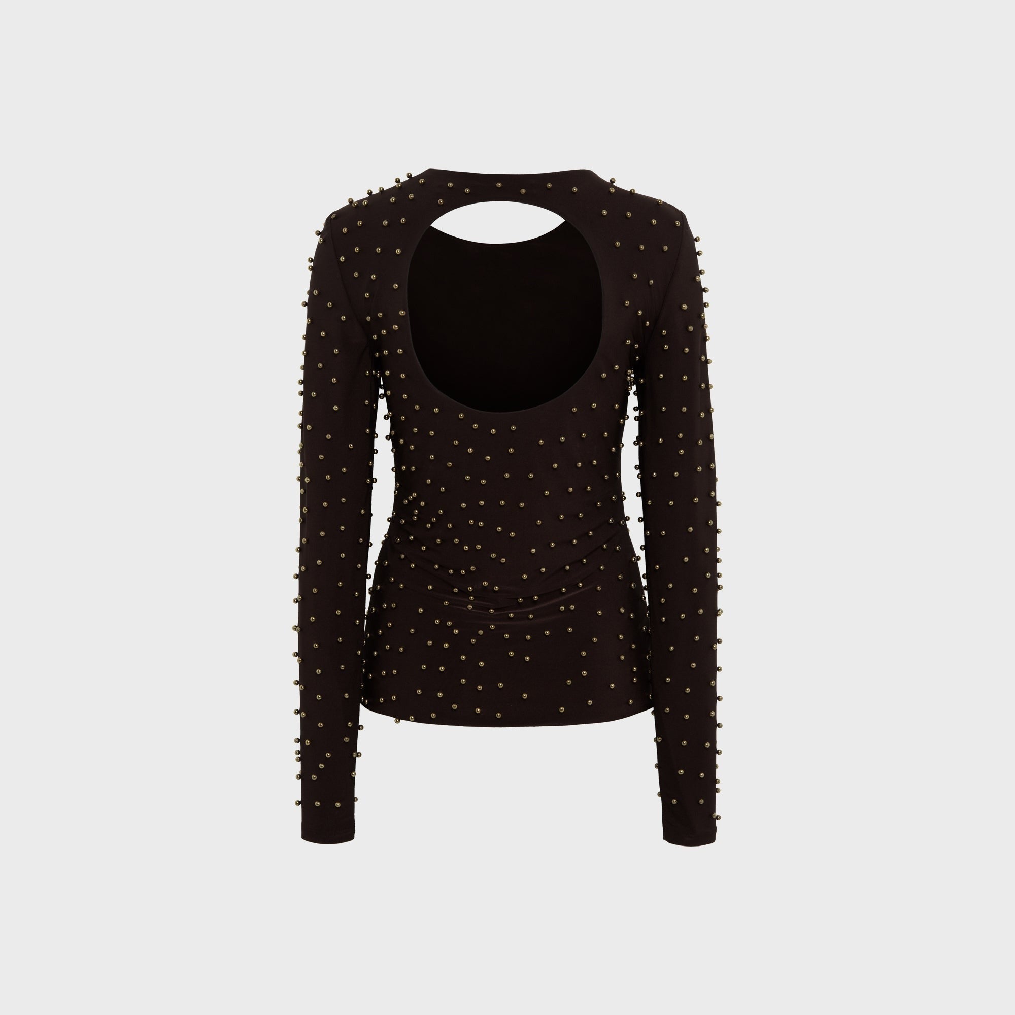 Siedres Odel Studded Open Back Longsleeve Top - Brown