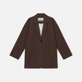 Ganni Drapey Melange Dropped Shoulder Boxy Blazer - Mole