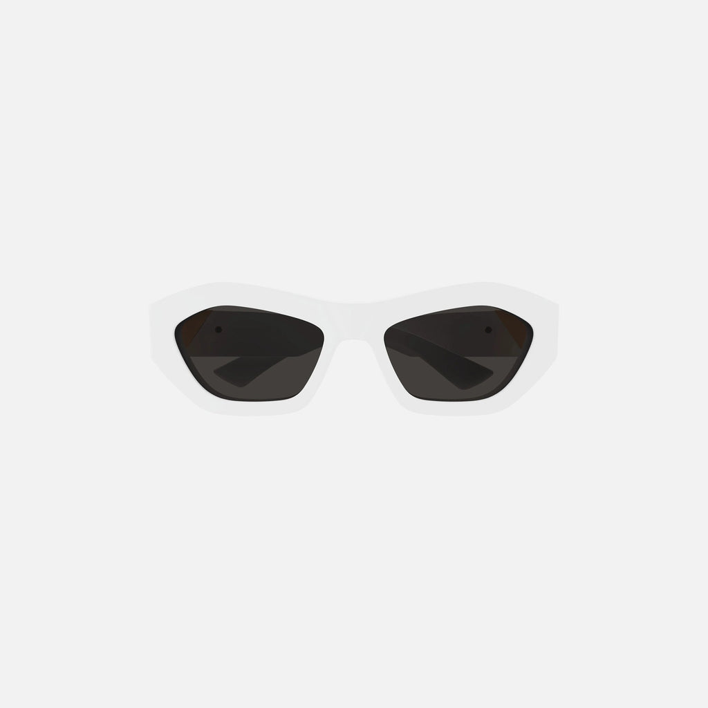 Bottega Veneta Acetate Square Frame with Gold Triangle Hinge - White with Grey Lens