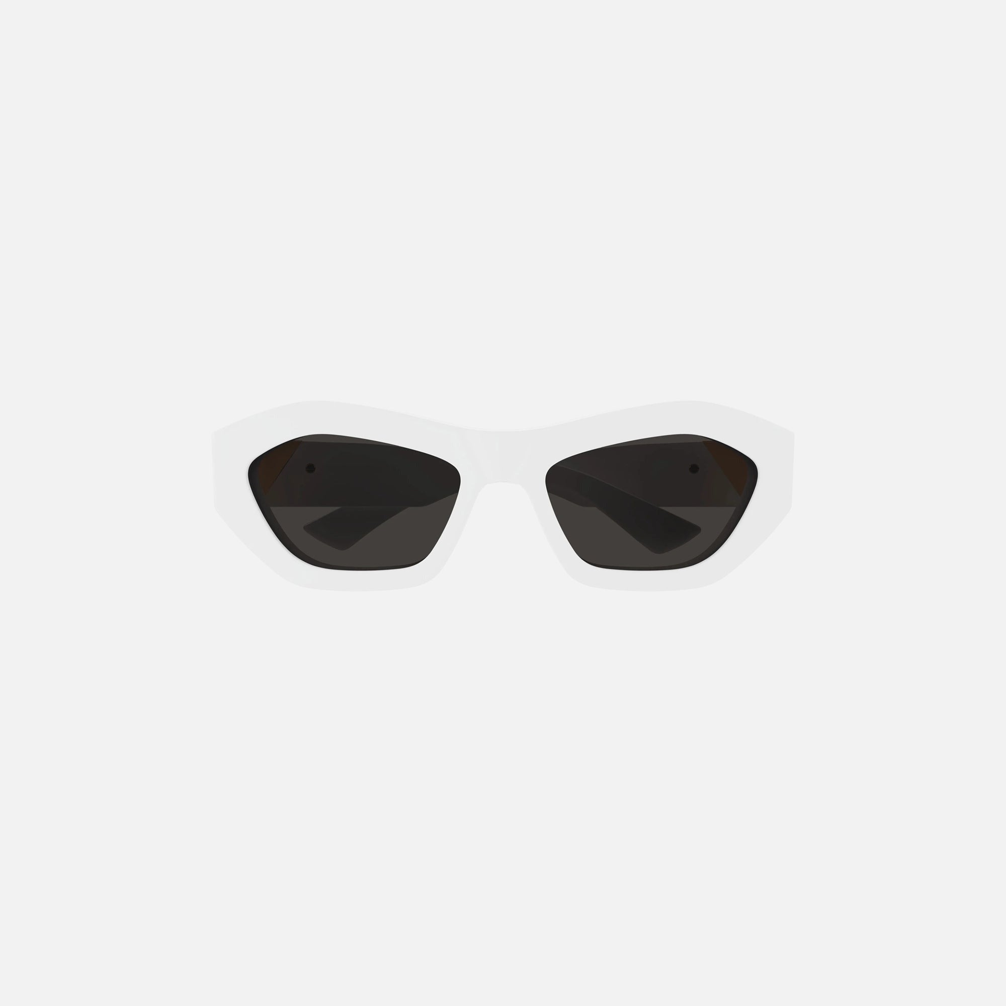 Bottega Veneta Acetate Square Frame with Gold Triangle Hinge - White with Grey Lens