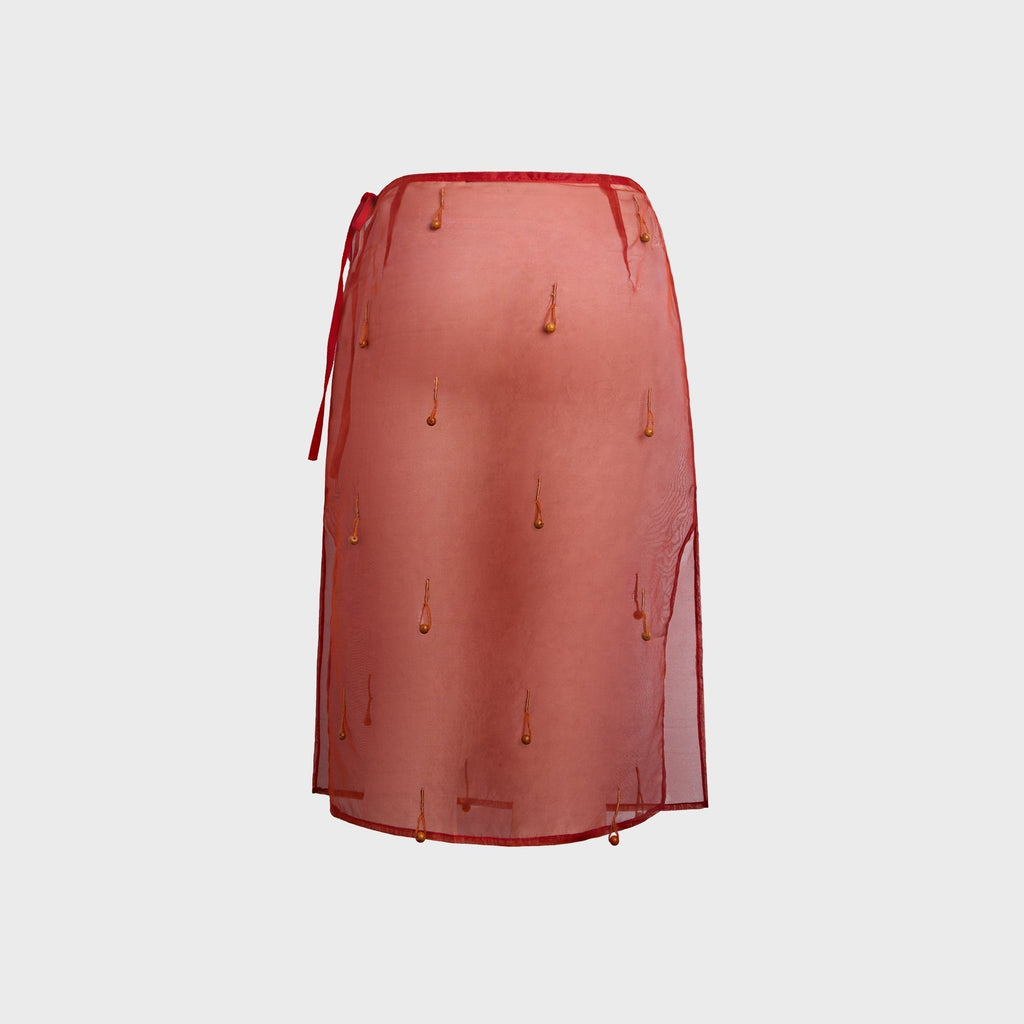 Tae Park Sheer Table Skirt - Red / Orange