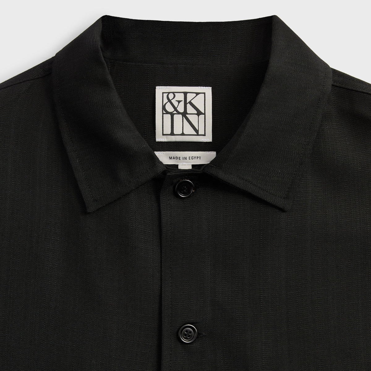 &Kin Textured Viscose Ace Buttondown - Black