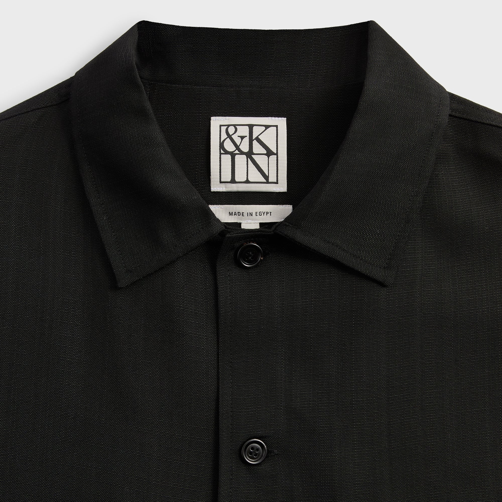 &Kin Textured Viscose Ace Buttondown - Black