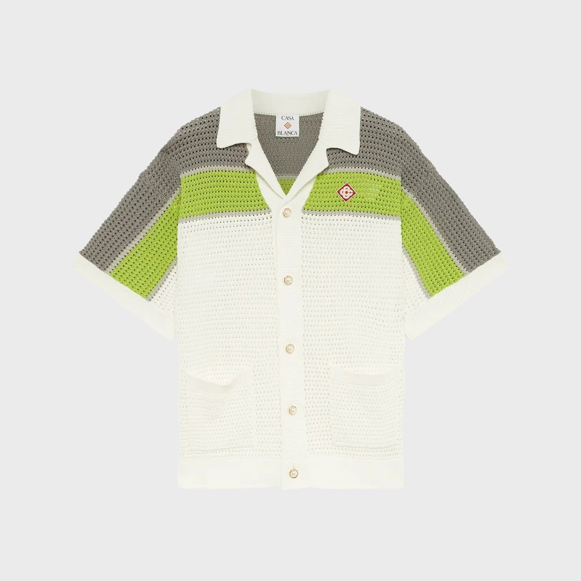 Casablanca Stripe Crochet Shirt - White