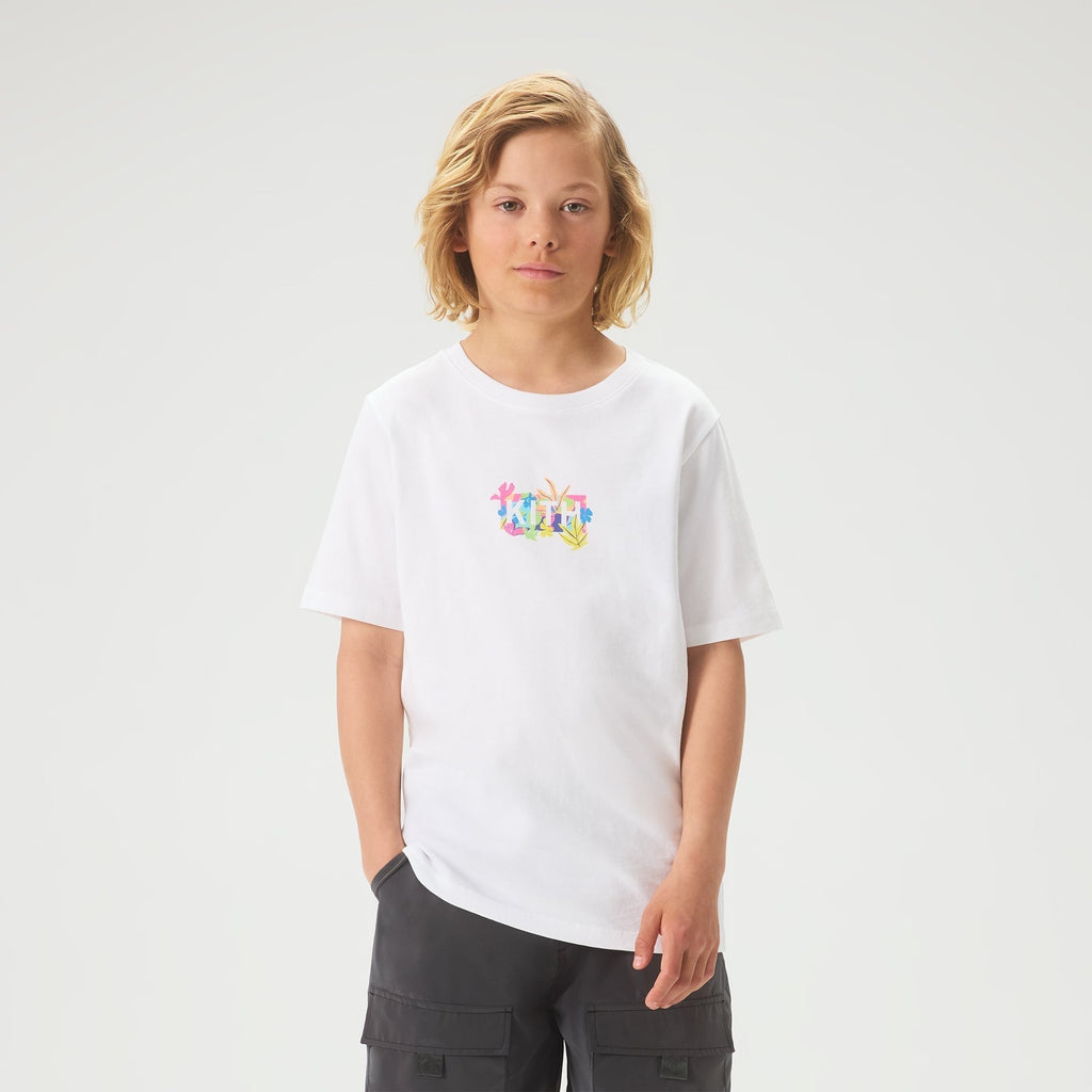 Kith Kids Abstract Tropical Classic Logo Graphic Tee - White