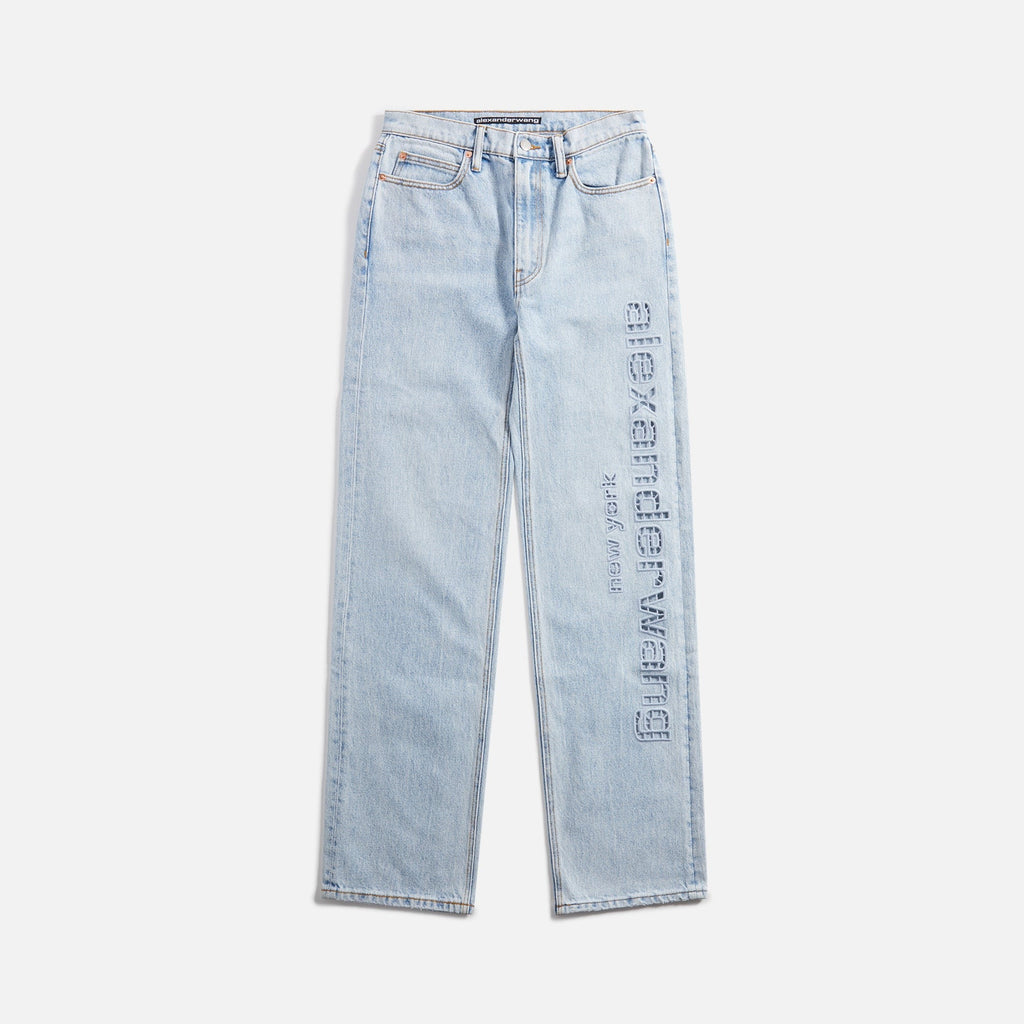 Alexander Wang EZ Slouch Logo Cut Embroidered Jeans - Bleach