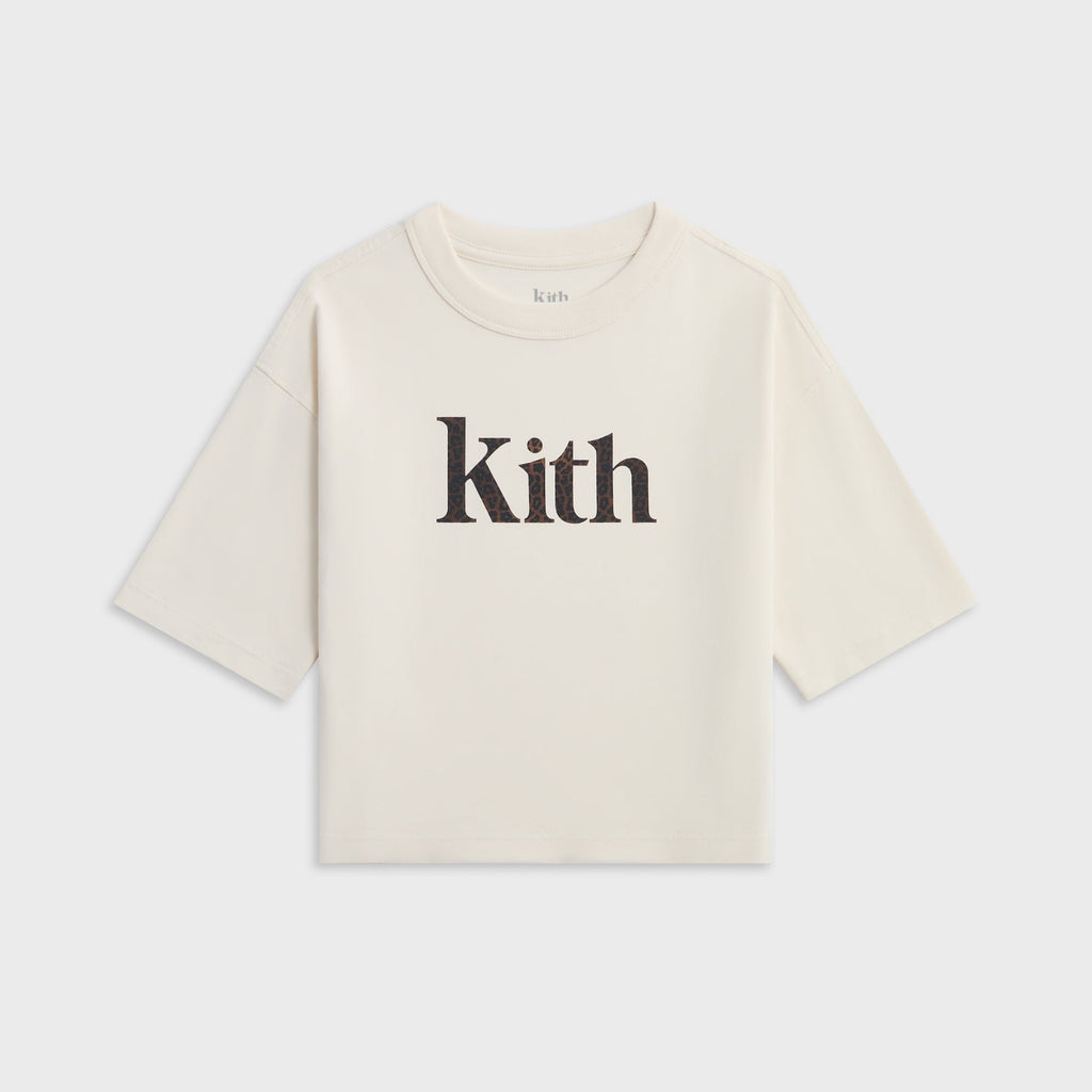 Kith Kids Leopard Serif Leonard Tee - Sandrift - PH