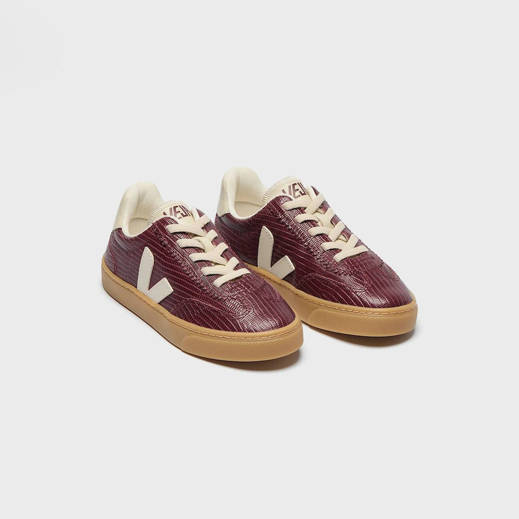 Veja Kids Volley Elastic Laces Leather - Amarante Pierre Natural
