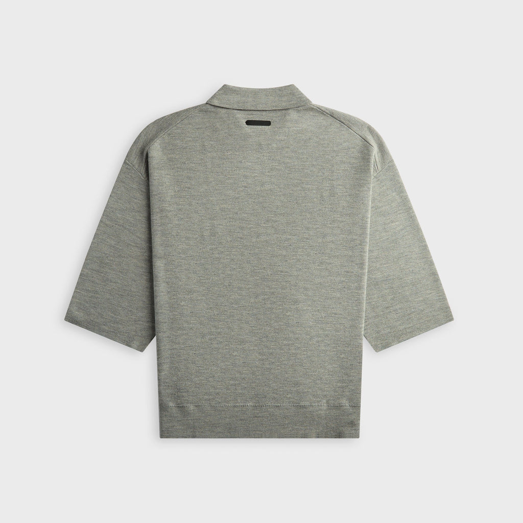 Essentials Signature 3/4 Sleeve 90s Knit Polo - Concrete Heather