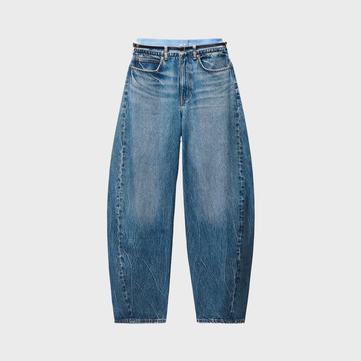 Alexander Wang Blowup Jean With Leather Belt And Boxer - Vintage Blue